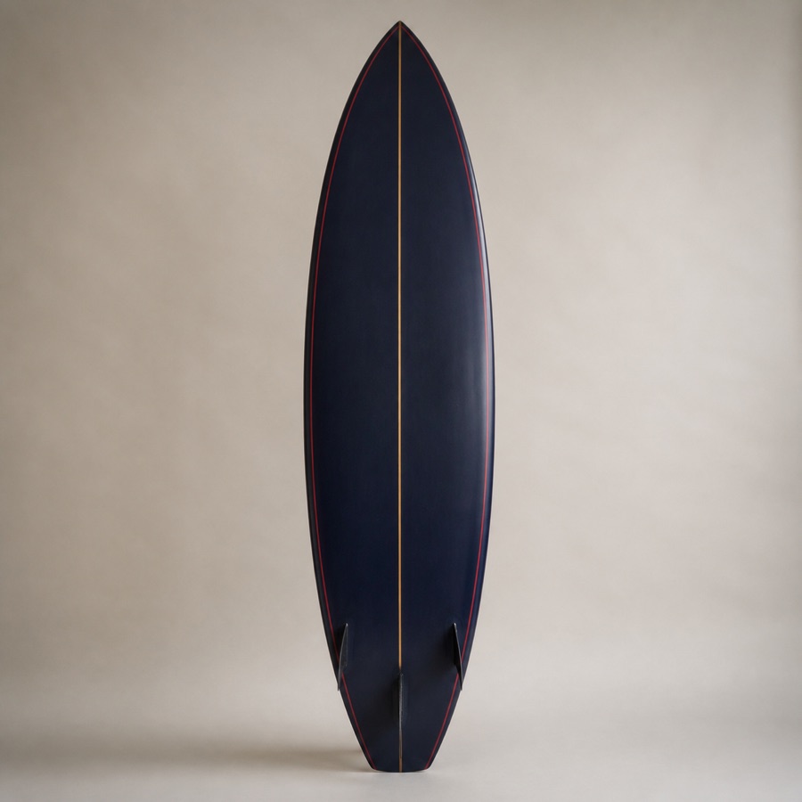 In lieu of John E. Utah: his board — a navy step-up with a gold center stripe and one scarlet pinline